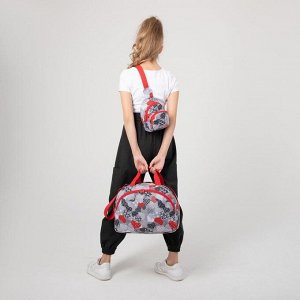 Сумка-рюкзак, отдел на молнии, наружный карман, дышащая спинка, цвет серый/красный