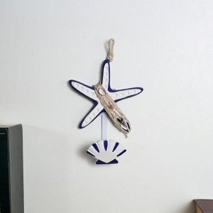 Крючок декоративный дерево "Морская звезда и ракушка" 20х14х6 см 5478309