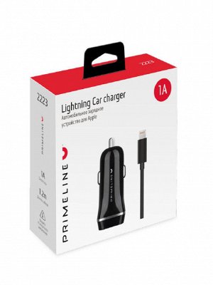 АЗУ 1USB 1A+ кабель Apple lightning 8-pin 1.2м, черный, Prime Line
