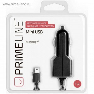 АЗУ mini USB, 1A, черный, Prime Line