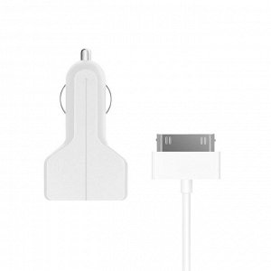 АЗУ 2 USB, 2.1A, дата кабель 30-pin, белый, Prime Line