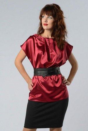 Блуза Стильная блуза, свободного прямого силуэта. Ткань сатин, цвет красный персидский. Круглы вырез горловины со складками, цельнокроеный рукав и свободный крой,поможет создать очаровательный женстве