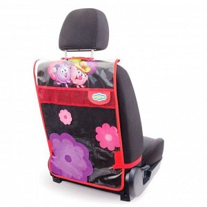 Накидка - незапинайка &quot;Смешарики&quot; для защиты спинки переднего сиденья от ног ребёнка, мягкий прозрачный ПВХ, цвет розовый, SM/KMT-010 Nyusha