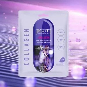 280160 "Jigott" Collagen Real Ampoule Mask Ампульная тканевая маска с коллагеном 27 мл 1/600