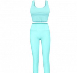 Женский спортивный костюм (топ и леггинсы), цвет голубой