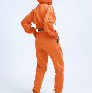 Женский спортивный костюм (толстовка и джогеры), цвет оранжевый