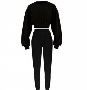 Женский спортивный костюм (кофта и брюки), цвет черный