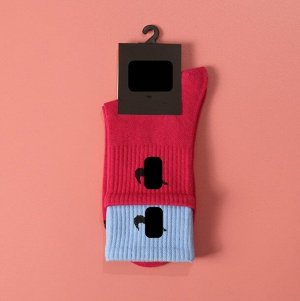 Спортивные носки с двойной резинкой, цвет красный/голубой