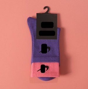 Спортивные носки с двойной резинкой, цвет фиолетовый/розовый