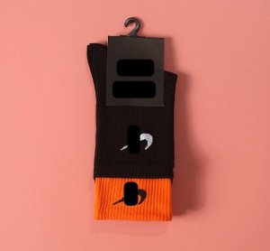 Спортивные носки с двойной резинкой, цвет черный/оранжевый