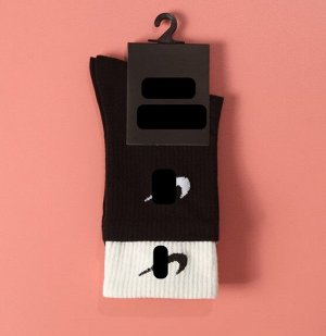 Спортивные носки с двойной резинкой, цвет черный/белый