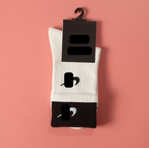 Спортивные носки с двойной резинкой, цвет белый/черный