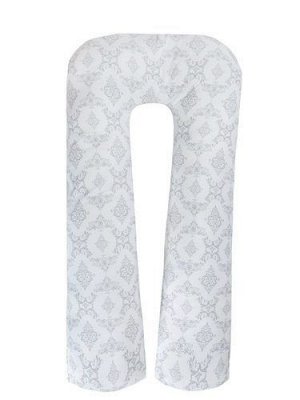 Подушка для беременных "AmaroBaby" U-образная,340*35 см. (файбер, бязь) Дамаск серый
