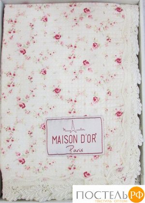 Покрывало "ROSES" вафельное с кружевом (220*240) РОЗОВЫЙ (Maison Dor)