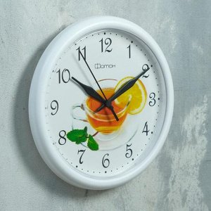 Часы настенные, серия: Кухня, "Чай", белый обод, 24х24 см