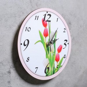 Часы настенные "Тюльпаны", плавный ход, 23.5 х 23.5 см