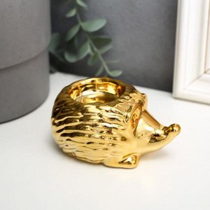 Подсвечник керамика на 1 свечу "Ёжик" золото 4,7х6,7х9,8 см