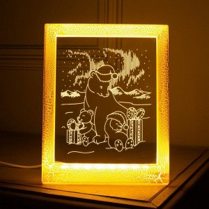 Рамка светящаяся "Мишки", 13.5х17 см, USB, 5V , 10 LED, Т/БЕЛЫЙ