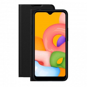 Чехол Book Cover Silk Pro для Samsung Galaxy A01 Core (2020), черный, PET синий, Deppa