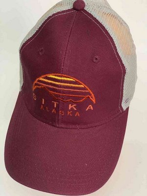 Бейсболка Бордовая кепка с сеткой Sitka Alaska №6323