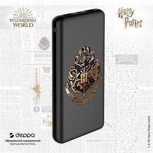 Внешний АКБ 10000 mAh, 2 USB,  1 MICRO, 2,1A, Li-pol, черный, Hogwarts, Deppa