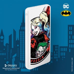 Внешний АКБ 10000 mAh, 2 USB,  1 MICRO, 2,1A, Li-pol, белый, Harley quinn 2, Deppa