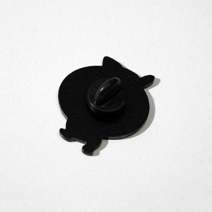 Значок "Щенок корги" в спасательном круге, цветной в чёрном металле