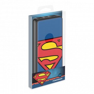 Внешний АКБ 10000 mAh, 2 USB,  1 MICRO, 2,1A, Li-pol, черный, Superman-logo, Deppa