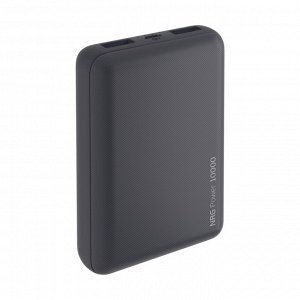 Внешний АКБ NRG Power 10000 mAh, 2.1A, 2xUSB, компактный, серый, Deppa