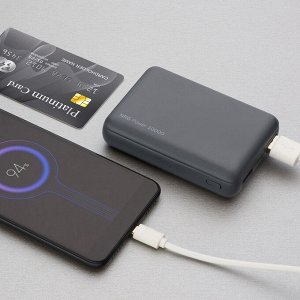 Внешний АКБ NRG Power 10000 mAh, 2.1A, 2xUSB, компактный, серый, Deppa