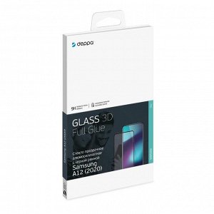 Защитное стекло 3D Full Glue для Samsung Galaxy A12 (2020), 0.3 мм, черная рамка, Deppa