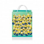 Minions 2. Пакет подарочный большой (зеленый), 220*310*100 мм (рисованные)