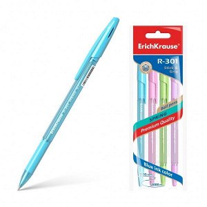 Ручка шарик "ErichKrause Spring Stick&Grip R-301" 0.7мм синяя в упак. 4шт. арт. ЕК-42750
