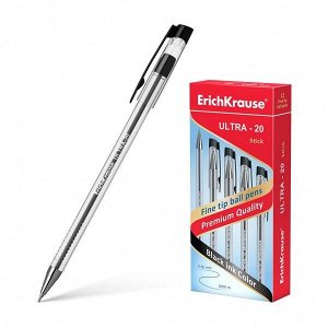 Ручка шарик "ErichKrause Ultra-20" 0.5мм черная 1/12 арт. ЕК-13876