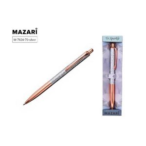 Ручка подар шарик "Mazari To Sparkle-2" автомат 1.0мм синяя, корпус металл.серебро 12/144 арт. M-7624-70-silver
