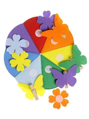 Развивающая игра «Радужный круг. Цветочки+Бабочки» (Фетр), 1501011