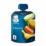 GERBER Пюре 4 Фрукта 90г