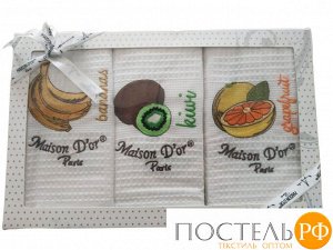 Салфетки "FRUIT БАНАН SET2 -4" вафельн БЕЛЫЙ (3 шт. 50*70) (Maison Dor)