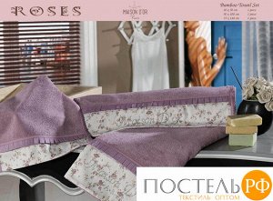Набор полотенец "ROSES"  со стразами фиолет (3шт) (Maison Dor)
