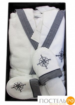 Халат "MARINE KAPSONLU" с капюш + тапочки белый (XL) (Maison Dor)