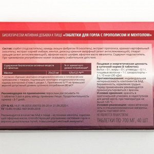 Таблетки для горла АНГИНOFF с прополисом и ментолом, 40 шт. по 700 мг