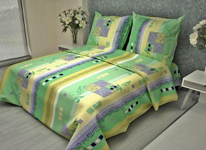 Комплект постельного белья 1,5-спальный, бязь "Комфорт" (Ладога, зеленый)
