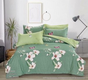Комплект постельного белья 2-спальный с Евро простыней, поплин (Цветущий сад)
