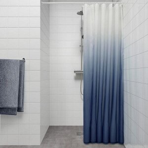 NYCKELN НЮККЕЛЬН Штора для ванной, белый/темно-синий180x200 см