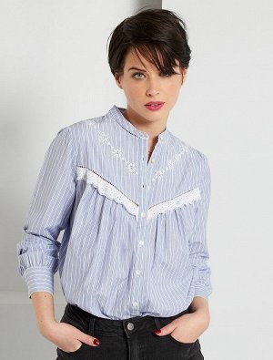 Рубашка с воротником в викторианском стиле и английской вышивкой