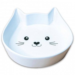 КерамикАрт миска керамическая для кошек Мордочка кошки 200 мл, белая