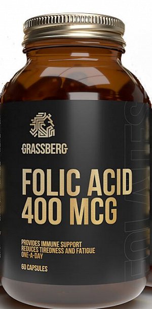 Фолиевая Кислота Folic Acid 400 mg. GRASSBERG 60 капс.