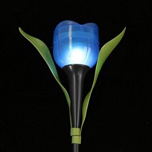 Фонарь садовый на солнечной батарее "Тюльпан синий" 30.5 см, d-5 см, 1 led, пластик