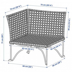 JUTHOLMEN ЮТХОЛЬМЕН | Садовая угловая секция, темный серо-коричневый