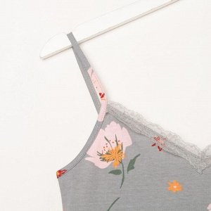 Пижама женская (майка, брюки) KAFTAN «Цветы», серая